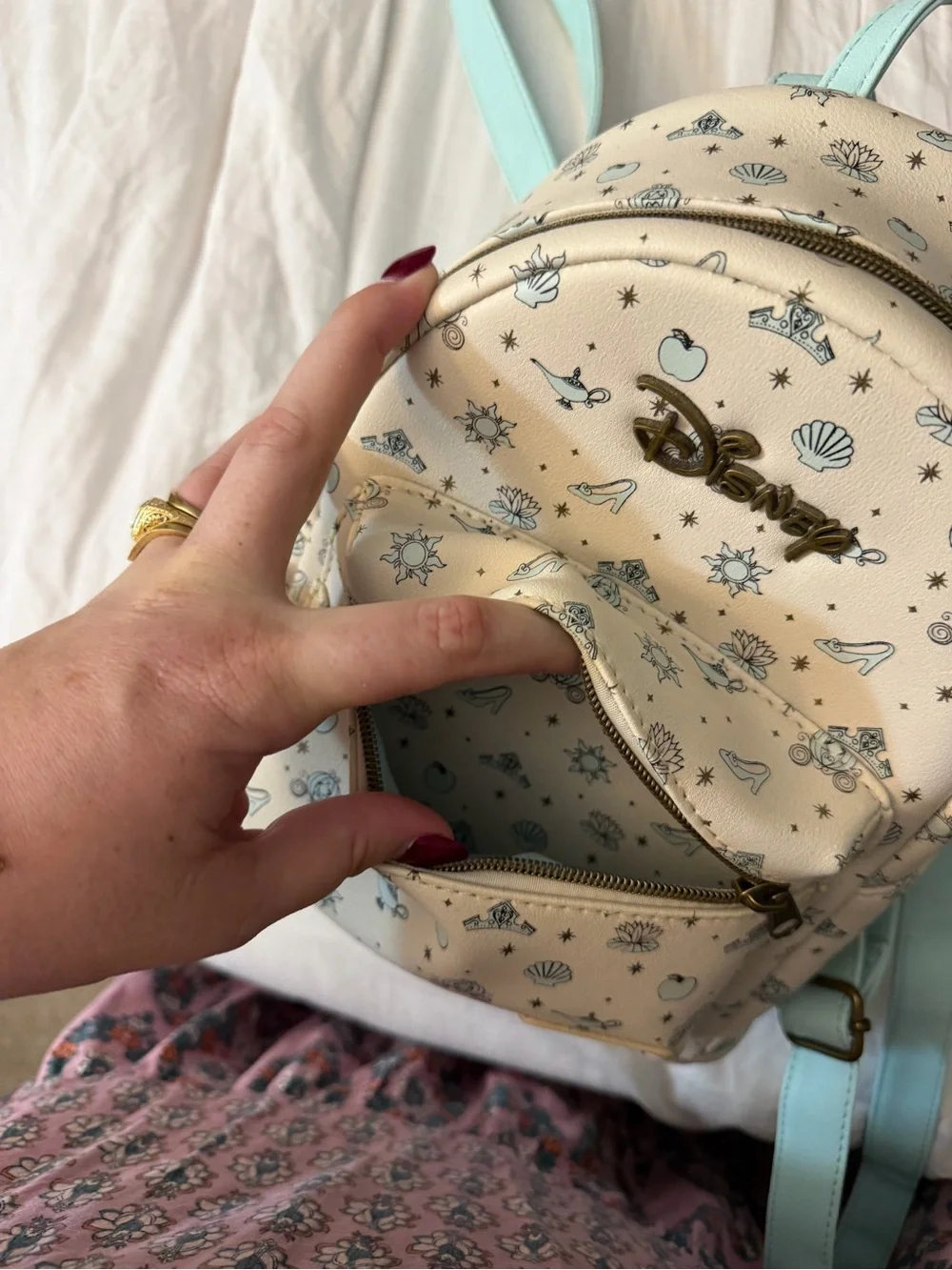 Disney Cream & Light Blue Princess Mini Backpack by Loungefly